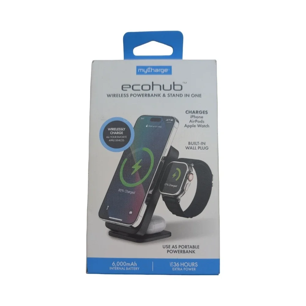 U7-U myCharge 6000mAh 20W EcoHub Power Bank Charges iPhone, AirPods, Apple Watch